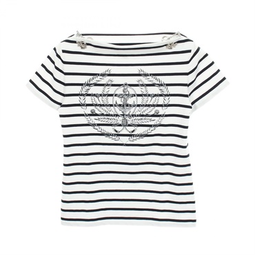ルイ・ヴィトン ボーダー アンカー チェーン付き 半袖Tシャツ 衣料品 トップス レディース RW242WW KFK FRTS20