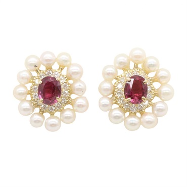 ジュエリー パール ルビー ダイヤモンド ピアス ピアス ジュエリー レディース ﾊﾟｰﾙ 3.6g