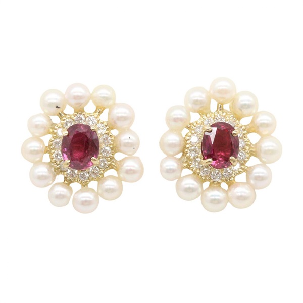 ジュエリー パール ルビー ダイヤモンド ピアス ピアス ジュエリー レディース ﾊﾟｰﾙ 3.6g