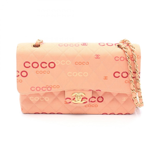 シャネル COCOプリント マトラッセ Wフラップ ショルダーバッグ バッグ レディース
