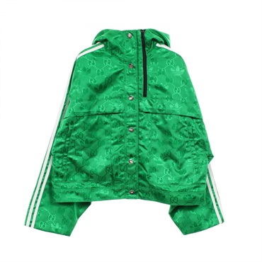 グッチ GUCCI × adidas GG トレフォイル オーバーサイズ クロップド フーデッドジャケット ナイロンジャケット 衣料品 アウター レディース 697438