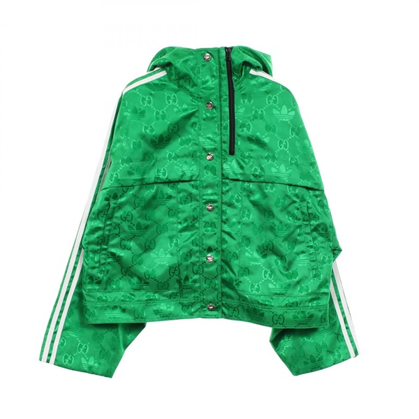 グッチ GUCCI × adidas GG トレフォイル オーバーサイズ クロップド フーデッドジャケット ナイロンジャケット 衣料品 アウター レディース 697438