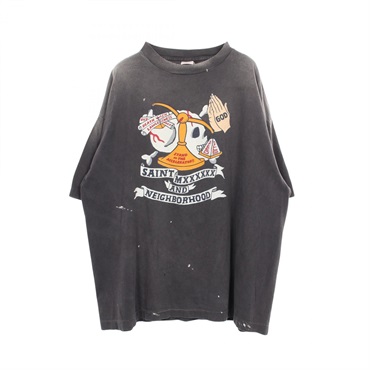 セント マイケル SAINT MICHAEL × NEIGHBORHOOD スカルプリント ユーズド加工 ペイント加工 半袖Tシャツ 衣料品 トップス メンズ