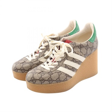グッチ GUCCI × adidas ガゼル GGスプリーム ウェッジソール スニーカー 靴 レディース 725655