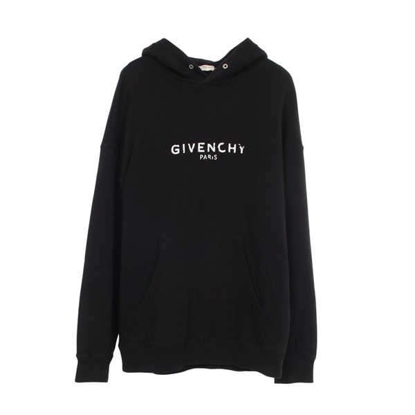 【美品】GIVENCHY ジバンシィ ヴィンテージロゴ プルパーカー M BK ジバンシィ(GIVENCHY)ジバンシィ ロゴプリント ヴィンテージ加工