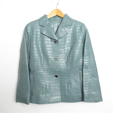 エルメス(HERMES)エルメス クロコ ジャケット ブルーライケン