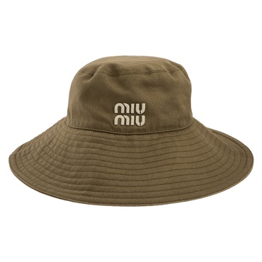 ミュウ ミュウ(Miu Miu)ミュウ ミュウ ドリルバケットハット ベージュ