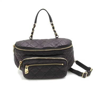 CHANEL 黒 レザー ボディバッグ シャネル(CHANEL)シャネル ウエストバッグ ボディバッグ ウエスト