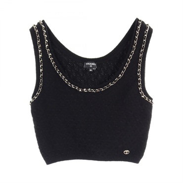 希少★シャネル 07C シルク100%キャミソール ココマーク プリント レース 2024年春夏 新作 ココビーチコレクション CHANEL シャネル 半袖