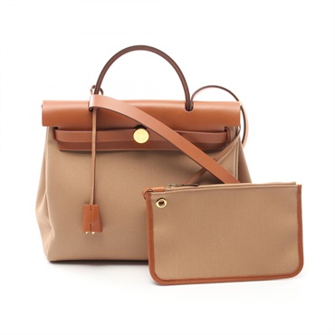 Hermès ベージュ エールバッグ 保存袋付き エルメス HERMES エールバッグジップPM 31 チャイ×フォーブ