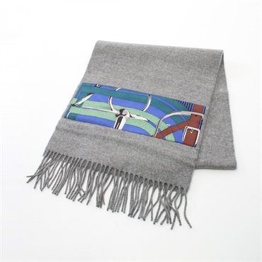 エルメス シルクパッチ ボルデュック カシミヤ マフラー HERMES エルメス シルクパッチ ボルデュック カシミヤ マフラー HERMES