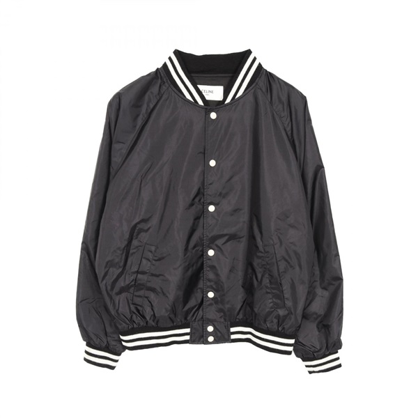 CELINE ロゴ カレッジ テディジャケット　ブルゾン　黒 CELINE セリーヌ テディジャケット 2V86W896C.38NO メンズ ボンバー