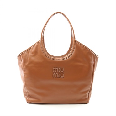 MIU MIU トートバッグ MIU MIU】ミュウミュウ ロゴ レザー トートバッグ (MiuMiu