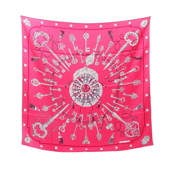 未使用✨ エルメス カレ90 LES CLES スカーフ ピンク エルメス(HERMES)エルメス カレ90 LES CLES スカーフ 衣料品