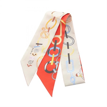 エルメス　ツイリー　未使用品 エルメスツイリー LES VOITURES NOUVELLE ブルー/ベージュ