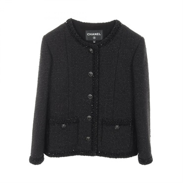 シャネル(CHANEL)シャネル カメリアボタン ノーカラージャケット 衣料