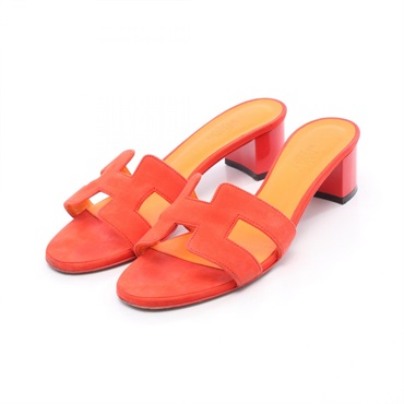 エルメス HERMES オアジス ミュール 靴 デニム レザー レディース  