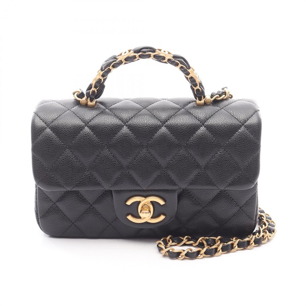 シャネル CHANEL ハンドバッグ A12397 マトラッセ キャビアスキン 黒 ゴールド金具 5番台 美品 バッグ シャネル CHANEL マトラッセ トップ ハンドルバッグ A12397 7番台