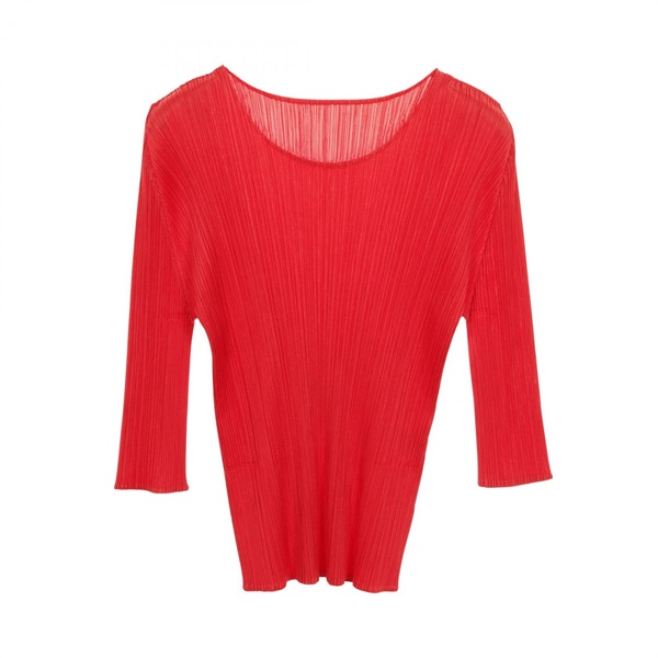 赤トップス プリーツプリーズ プリーツプリーズ ISSEY MIYAKE 半袖