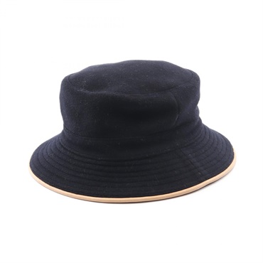 HERMES　エルメス　バケットハット　帽子　濃茶✕黒　ウール 未使用 エルメス バケットハット 帽子 ウール カシミヤ