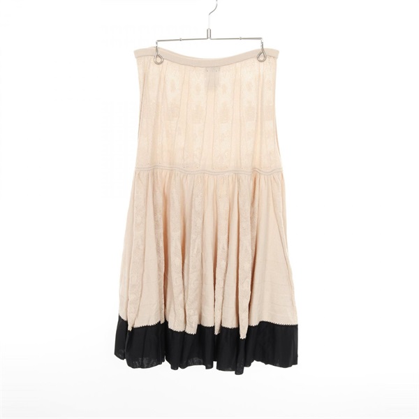 美品　シャネル　ココボタン　ココマーク　スカート　膝丈　ベージュ　レディース CHANEL シャネル ココマークシフォンパネルスカート プリーツ