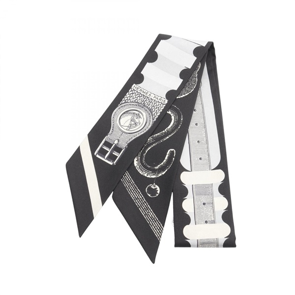 【HERMES】ツイリー ボルデュック柄 ホワイト/ブラック☆Ａ品☆質屋 ユニオン本通店 エルメス 中古・古着通販】HERMES (エルメス) ツイリー / アマゾンの祭典