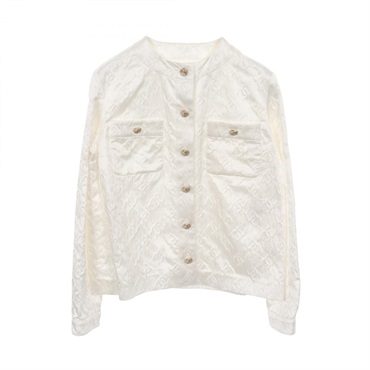 シャネル CHANEL ココマークボタン ノーカラージャケット 衣料品 アウター シルク コットン レディース ホワイト系 P79802V72080 【中古】 シャネル(CHANEL)シャネル ココマークボタン ノーカラージャケット