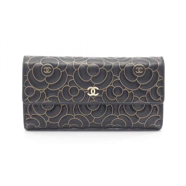 シャネル(CHANEL)シャネル ココマーク カメリア 二つ折り長財布 財布