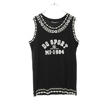 ドルチェアンドガッバーナ ロゴ パール ビジュー タンクトップ 衣料品 トップス レディース