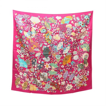 エルメス カレ90 Fleurs et papillons de tissus スカーフ 衣料品 レディース