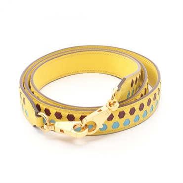 エルメス バンドリエール トレサージュ ドゥ キュイール エグザゴン ジョーヌナプル ショルダーストラップ アクセサリー レディース