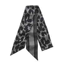 【美品】Dior ミッツァ　レオパード　ヒョウ柄　グレー　ブラック　スカーフ ディオール(Dior)ディオール ミッツァ レオパード リボン スカーフ