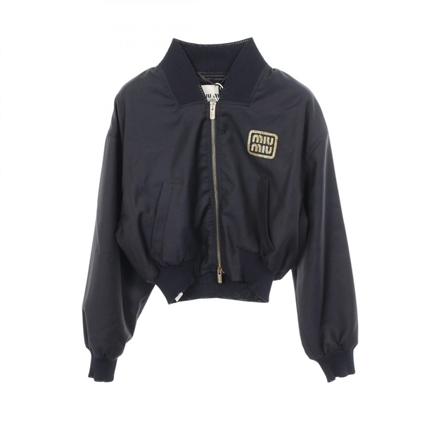 ミュウ ミュウ ロゴ刺繍 クロップド ブルゾン 衣料品 アウター レディース ML936