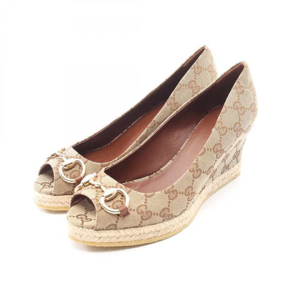 グッチ GGキャンバス オープントゥ パンプス 靴 レディース
