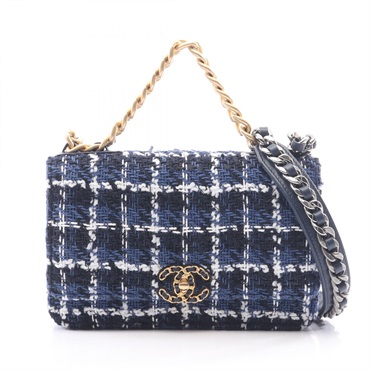 シャネル CHANEL19 マトラッセ チェック コンビ金具 2WAY ショルダーバッグ バッグ レディース