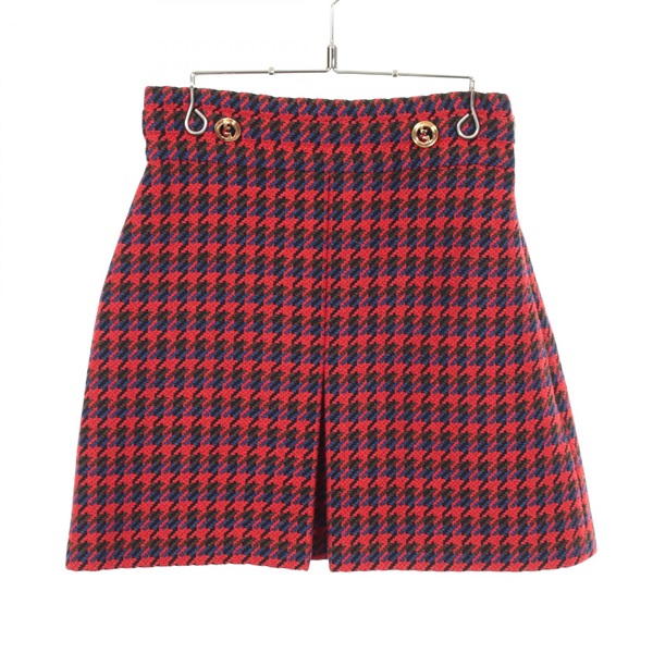 グッチ(GUCCI)グッチ ダブルロゴGボタン 千鳥格子柄 スカート 衣料品