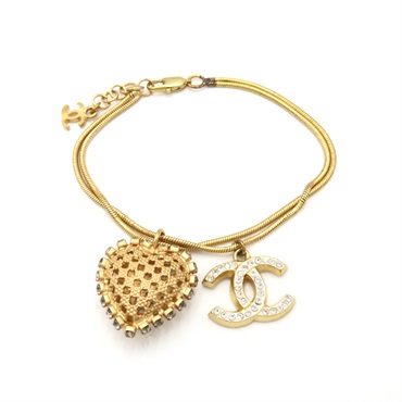 シャネル(CHANEL)シャネル ブレスレット ラインストーンハート