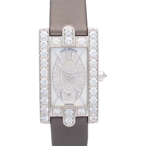中古 ハリー ウィンストン HARRY WINSTON AVEQHM21WW241 ホワイトシェル /ダイヤモンド レディース 腕時計 ハリー ウィンストン アヴェニュー エリプティック AVEQHM21WW241