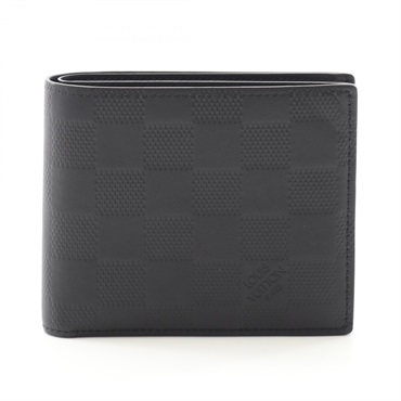 美品 ルイヴィトン ダミエアンフィニ マルコ NM 二つ折り財布 ブラック 牛革 ルイ・ヴィトン(LOUIS VUITTON)ルイ・ヴィトン ポルトフォイユ