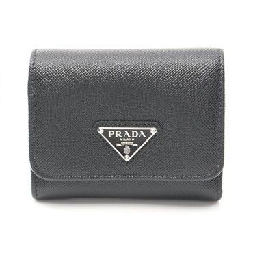 PRADA 長財布 ホワイト/ブラック プラダ(PRADA)プラダ SAFFIANO TRIANGOLO 三つ折り長財布 財布