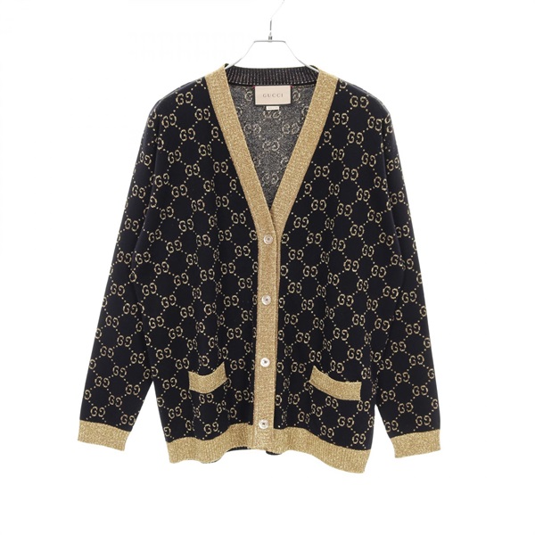 現行 新品同様 グッチ カーディガン ニット グリッター GG柄 金ボタン グッチ(GUCCI)グッチ GG柄 カーディガン 衣料品 トップス レディース