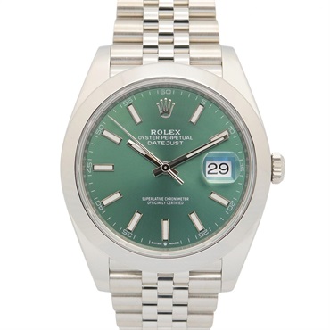 ロレックス デイトジャスト 41 ランダム番 ミントグリーン バー 腕時計 時計 メンズ 126300