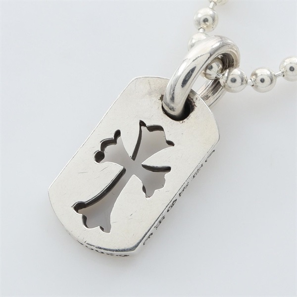 クロムハーツ タイニーカットアウト クロスドッグタグ ボールチェーン ネックレス ジュエリー メンズ