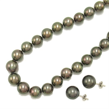 TASAKI 真珠 ネックレス ピアス セット タサキ(TASAKI)タサキ ブラックパールネックレス/ピアス セット