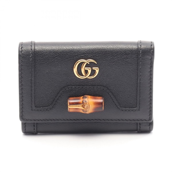 グッチ GUCCI ダイアナ バンブー 三つ折り財布 財布 レザー レディース ブラック系 658633 【中古】 グッチ(GUCCI)グッチ ダイアナ バンブー 三つ折り財布 財布 レディース