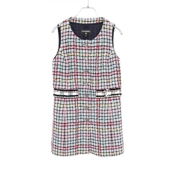 シャネル ココマークボタン ツイード ロングジレ ベスト 衣料品 トップス レディース P78867