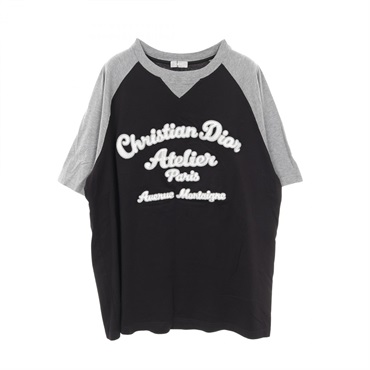 DIOR Tシャツ Dior メンズ 黒 Tシャツ 刺繍デザイン ディオール T