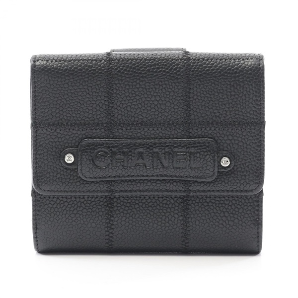 極美品☆CHANEL シャネル チョコバー Ｗホック折り財布 キャビアスキン 極美品☆CHANEL シャネル チョコバー Wホック折り財布 キャビアスキン