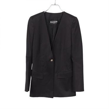バルマン ノーラペル シングルボタン テーラードジャケット 衣料品 アウター レディース