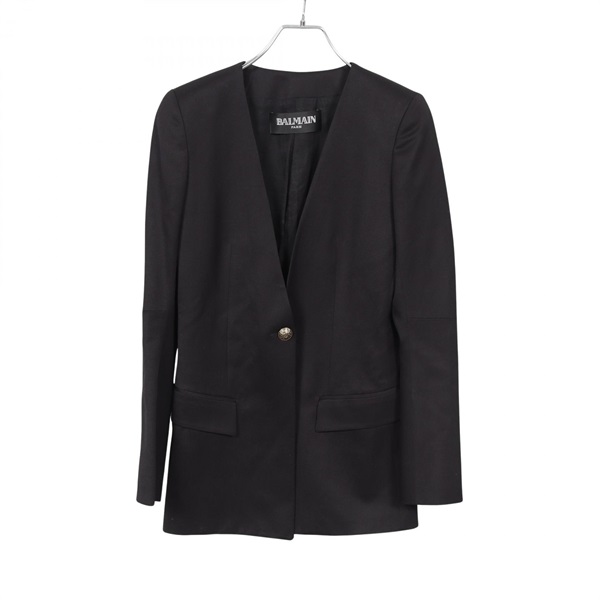 バルマン ノーラペル シングルボタン テーラードジャケット 衣料品 アウター レディース